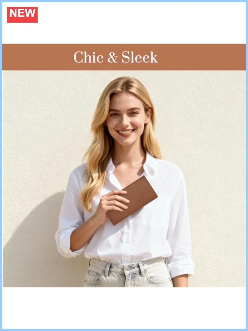 Slim RFID Blocking Wallet for Women - Minimalist Faux Leather Card Holder with - Picture 5 of 5